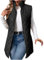 Women's Longline Puffer Gilet Lightweight Quilted Gilet Full Zip Stand Collar Thermal Padded Vest Comfy Casual Longline Puffer Gilets Sleeveless Jacket Ladies Body Warmers