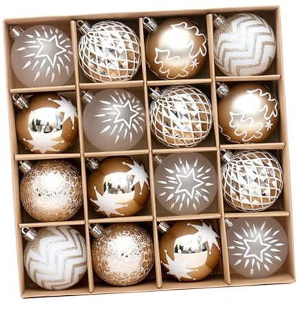 Milageto 16 Stück Christbaumkugeln, kleine Weihnachtsanhänger, dekorative Weihnachtskugeln für die Feiertage, Jubiläumsdekoration für zu Hause, Champagner Gold