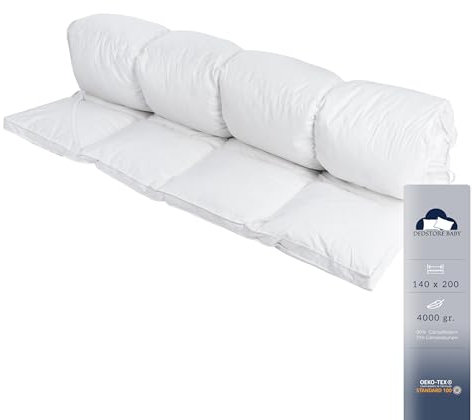 Matratzen Auflage Topper 140x200 cm - 10% Daunen und 90% Federn, Unterbett 4000g Matratzenschoner, Matratzenauflage gegen Rückenschmerzen, Nachhaltige Auflage, RDS und Öko-Tex Zertifiziert