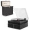Fenton RP165B Modern Record Player with Speaker, Bluetooth, Vinyl Case Included, 100W, 33/45/78 RPM, Black/Grey Turntable Set Ideal for Vinyl Enthusiasts