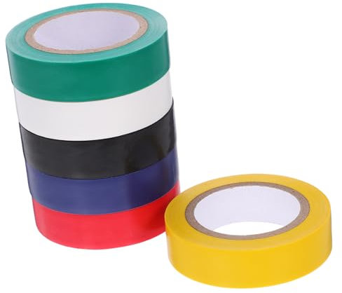 KICHOUSE 6 Rolls Electrical Tape Insulation Tape Electrical Tape Storage Duct Tape Electric Tape Colored Adhesive Tape Multi-functional Electrical Tape Indoor Electric Tape Pvc
