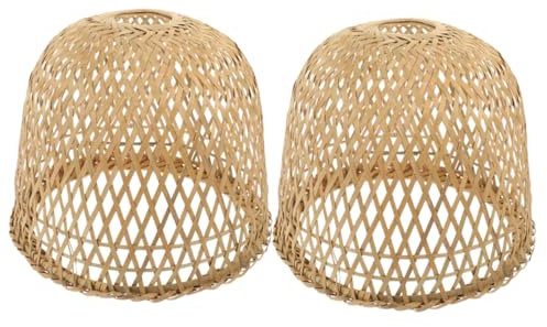 BESTOYARD 2St Leuchter Korblampe Clip-Lampenschirme, Standard-Glühbirne außen Bambuslampenschirm Rustikale Lampenabdeckung Lampenschirme für Restaurants gewebter Lampenschirm Bambus weben