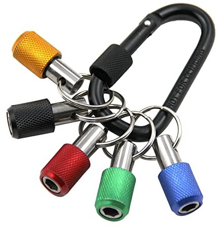 Okeeyseda 1/4 inch Hex-Shank Screwdriver Bits Holder Practical Extension Bar Drill Screw Adapter Quick Release Carabiner Keychain