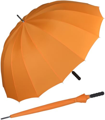 iX-brella - leichter XXL Partnerschirm 16-teilig mit angenehmen Softgriff - Durchmesser 1,29 Meter - orange