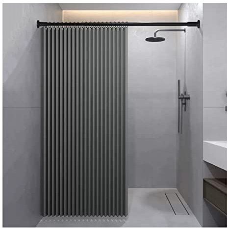 Faltbare Duschtrennwand mit Metallösen, wasserdicht, Sichtschutzstoff, Schatten für Badezimmer, Zuhause, Hotels, 6 Farben erhältlich, Grau, 100 x 180 cm