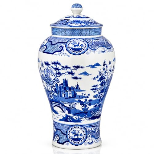 Blue Italian Gothic Castle Vase