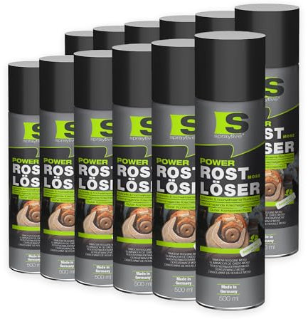 Spraytive 12 x 500ml Power Rostlöser MoS₂ Spray – Hochwirksamer Rostentferner mit Festschmierstoff – Kriechfähig, reibungsarm, korrosionsschützend – Für KFZ, Werkstatt & Industrie – Made in Germany