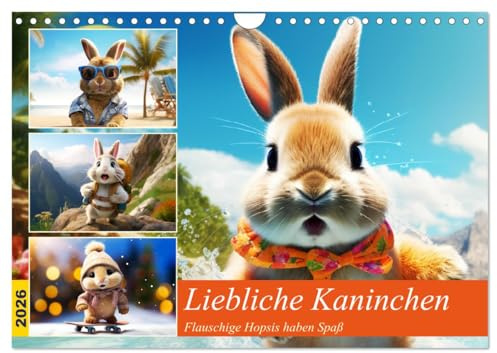 Liebliche Kaninchen. Flauschige Hopsis haben Spaß (Wandkalender 2026 DIN A4 quer), CALVENDO Monatskalender: Die lustigen Abenteuer entzückender Kaninchen (CALVENDO Tiere)