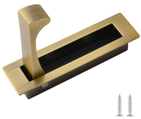 UFURMATE Flush Mount Door Pull 1 Pack 304 Stainless Steel Recessed Door Handle Hardware Brushed Pocket Door Hidden Edge Pull for Closet Pocket (Bronze)