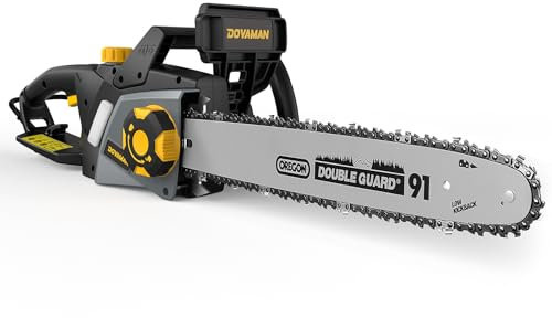 DOVAMAN Sega a catena elettrica da 2400 W, guida e catena Oregon da 40 cm, senza attrezzi, velocità della catena di 15 m/s, olio automatico, freno meccanico e 2 catene, DCS01A