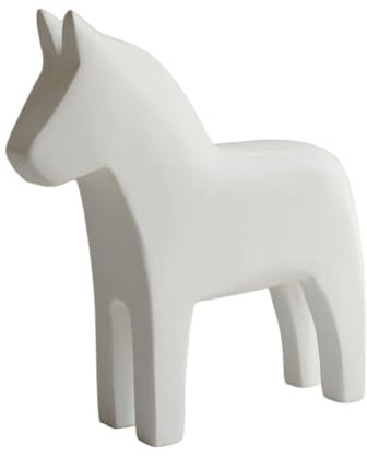 MagiDeal Schwedische Dala-Pferd-Figur, handgeschnitzt, nordische Statue, Skulptur aus Holz für Feiertagstisch, Tafelaufsätze, Schrank, Bücherregal, Weiß