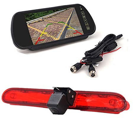 Qklyxr Car Brake Light Reverse Camera, for Peugeot, Expert, for Citroen, Dispatch, for Toyota, Proace Van 2016 With 7 Inch Rearview Mirror Car Electronics(Camera with monitor)