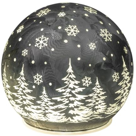 formano LED Deko-Kugel Frosty Eisgrau 12 cm Glaskugel Timer 6h / 18h Weihnachten Deko - Farbglas in geeister-Optik mit winterlichem Dekor - Herbst Winter Weihnachtsdeko für Tisch Regal Fensterbank