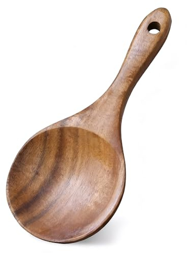 7 Inch Natural Wooden Non-Stick Rice Paddle Spoon for Kitchen Dining | Smooth burr-free finish, scratch-safe for cookware, ergonomic grip, easy to clean, great for meal prep and daily serving.