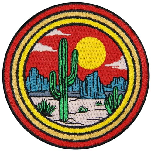 Zegin Cactus in The Desert Patch Embroidered Applique Badge Iron On Sew On Emblem