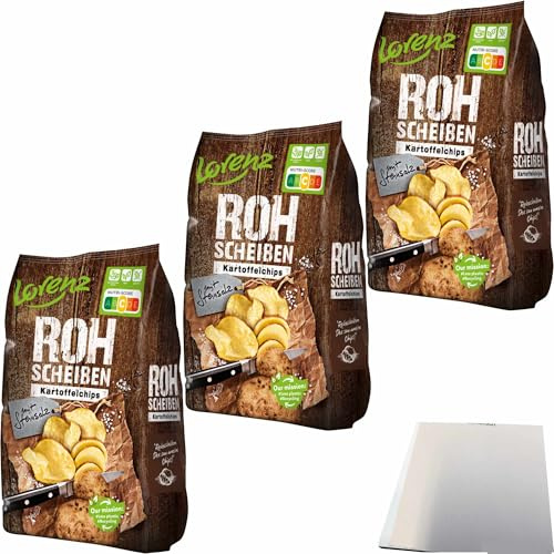 usy Bundle für Lorenz Rohscheiben mit Steinsalz 3er Pack (3x120g Tüte) + usy Block