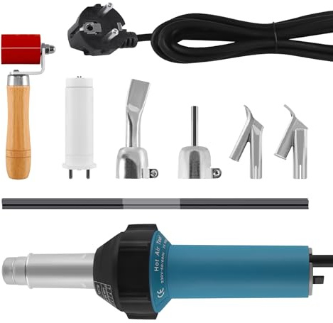 H-YEEU 1600 W Hot Air Gun Plastic Welding Machine Heat Gun for Vinyl PE PVC Welding Machine with Plastic Rod, Quick Soldering Nozzles, Roller