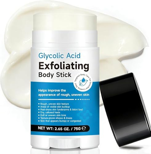 Der Glykolsäure-Peeling-Stick, reich an Glykolsäure, Salicylsäure und Sheabutter, glättet raue Haut und macht sie weich und geschmeidig.