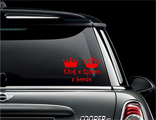 AWS Aufkleber King und Queen an Bordüre aus Vinyl in 7 Farben (rot)