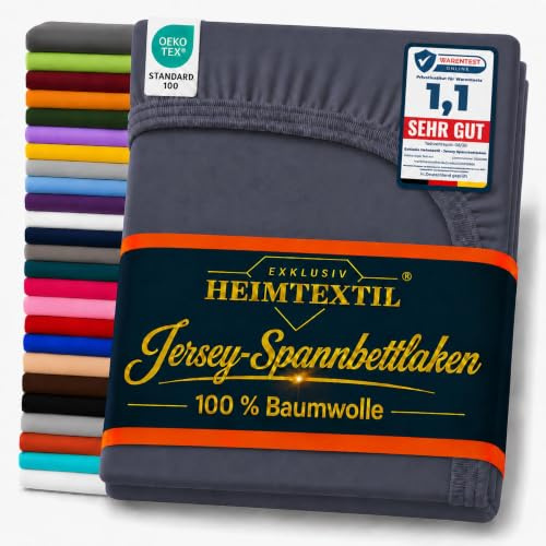 EXKLUSIV HEIMTEXTIL Marke Jersey Spannbettlaken 140-160 x 200 cm 100% Baumwolle Öko - Tex Zertifiziert, Markenqualität, Matratzenhöhe bis 25 cm, Navyblau