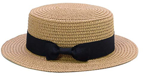 Sandy Ting Straw Hats Kids Boys Girls Skimmer Hat Sun Beach Panama Hat - brown - One Size