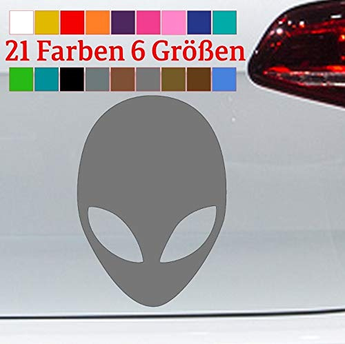 generisch Alien Sticker Vinyl Aufkleber Kopf UFO Sci-Fi Marsmensch Area 51 JDM Roswell Dub in 6 Größen und 21 Farben