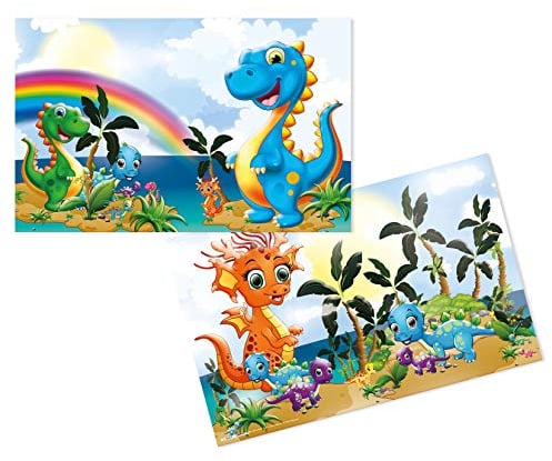 HERMA 19673 Schreibtischunterlage Kindergarten Dinos, abwischbare Kinder Schreibunterlage aus Karton, 55 x 35 cm, beidseitige Motiv Tischunterlage für Mädchen & Jungen