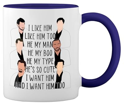 Grey Anatomy I like him And I like himToo Weiße Tasse Mug mit blauem Felgen und Griff