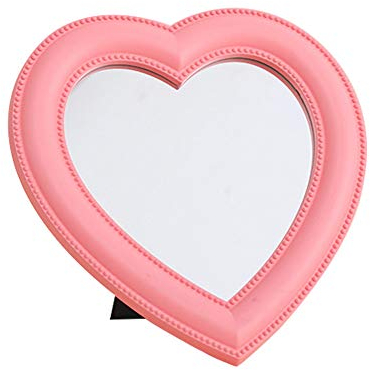 Herz-Form-Verfassungs-Spiegel-Reisen Handkosmetikspiegel Desktop-Wandbehang Spiegel Schlafzimmer Spiegel Schminkspiegel Rasierspiegel Schreibtisch Kosmetikspiegel, Herzform, Valentinstag Rosa