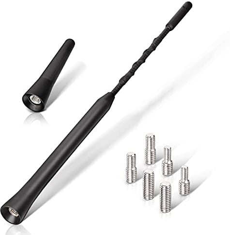 Eightwood mini car antenna 6.5cm + 23cm FM/DAB car roof radio antenna universal replacement pole car aerial with strong FM/DAB receiving function,Screws M4 M5 M6