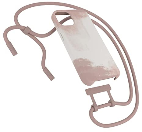 Woodcessories - Nachhaltige Handykette abnehmbar kompatibel mit iPhone 13 Mini Hülle mit Band beige rot - biologisch abbaubar