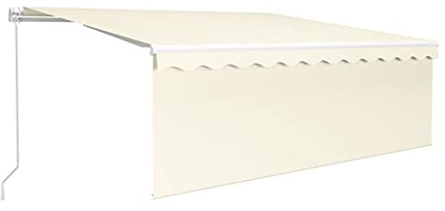 vidaXL Gelenkarmmarkise Einziehbar mit Jalousie Markise Sonnenmarkise Balkonmarkise Sonnenschutz Sichtschutz Garten Terrasse Balkon 4x3m Creme