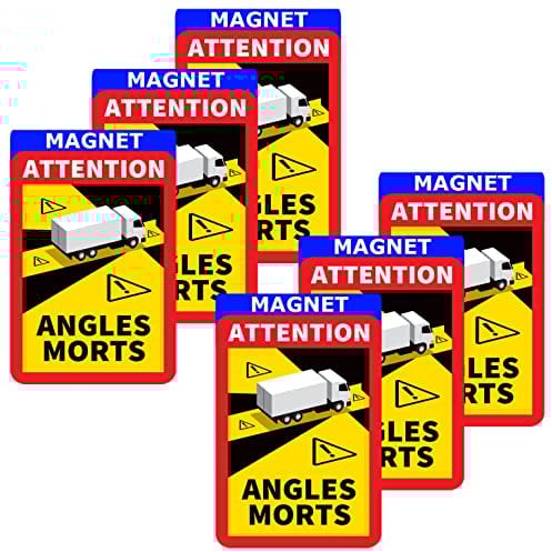 lepni.me 6er Pack Magnetische Warnschilder Achtung Toter Winkel Morts Aufkleber für LKW in Frankreich Starke Magnetaufkleber mit UV-Schutz