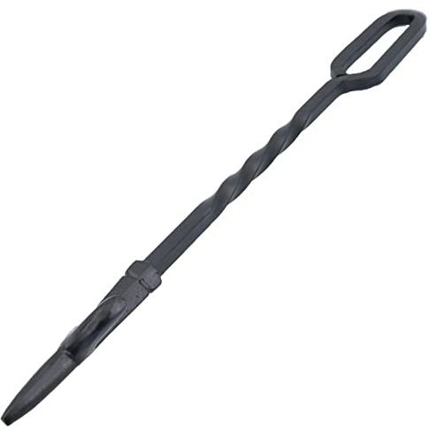 AB Tools 44,5 cm langer Haken mit Schlaufe oben, verdrehter Schürhaken, Feuer, Kohle, Holzbrenner, Stahl, Metall, 450 mm