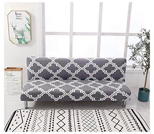 Jaotto Sofabezug Ohne Armlehne 2/3 Sitzer, Sofa Überwürfe Armlose Sofabettüberzug Jacqaurd Stretch Wasserdicht Waschbar, Sofaüberwurf Sofahusse für Clic Clac Klappcouch ohne Armlehnen,Graue Geometrie