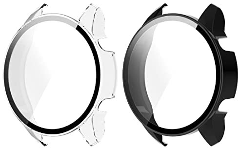 Moorovgi Funda para Xiaomi Mi Watch,Anti-Choque Parachoques Anti-rasguños Protector Cristal Templado Protector de Pantalla Funda para Xiaomi Mi Watch (transparente&Negro)