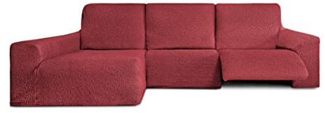 Milica sofaüberwurf ecksofa Langer Schenkel Links rot Relax Stretch bezug Sofa Schutz butan Stoff abziehbar eckcouch relaxhusse rot stretchbezug
