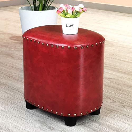 XHALERY Fußhocker aus Kunstleder, Fußstütze, Ottomane, Schminkkommode, Sofa, Tee, Couchtisch, Nieten, Hocker, Hocker, Sitzbank, Stuhl-D 40 x 30 x 40 cm (16 x 12 x 16 Zoll)