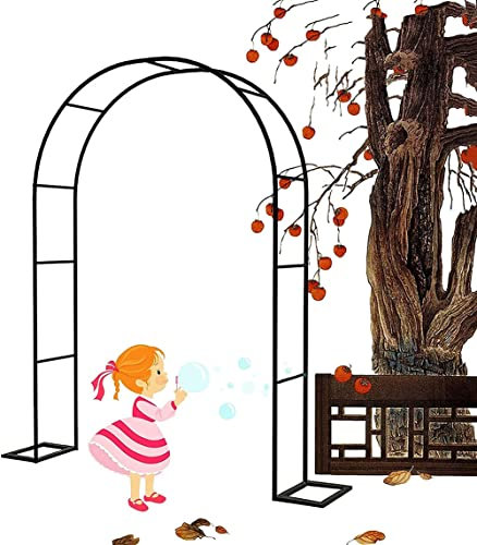 Tonnelle de jardin pour diverses plantes grimpantes, treillis pergola noir, cadre en fer forgé durable, arche extérieure pour pelouse et terrasse,W1.2mxH2.2m