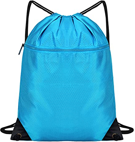 Jinlaili Turnbeutel Wasserdicht,Oxford Sportbeutel,Kordelzug Tasche,Gym Bag Hipster,Kordelzug Rucksack, Kordelzugbeutel, Fußballtasche, Stofftasche, Tunnelzug Gymsack für Damen und Herren (Hellblau)