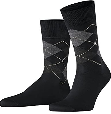 Burlington Herren Socken Manchester M So Baumwolle gemustert 1 Paar, Schwarz Black 3000, 46-50
