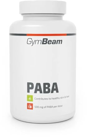 GymBeam PABA (Para-Aminobenzoesäure) - 500 mg pro Tagesdosis, PABA-Nahrungsergänzungsmittel für Haut und Haare, reduziert graues Haar, 100% vegan, eine natürliche Verbindung in Lebensmitteln
