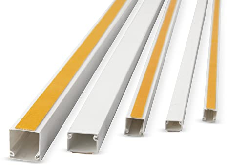 Lion Electric Canaleta para cables autoadhesiva blanco 12 x 12 mm | 12 x 1 m – Bandeja para cables para ocultar cables – Canales de cables con diferentes tamaños – Barra de cable para escritorio,