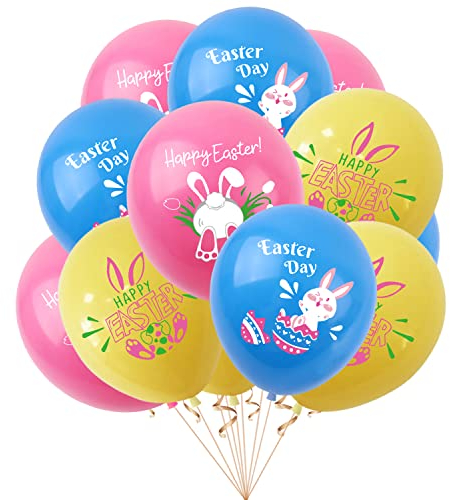 Leesgel Oster Ballons Pack, 18pcs Latex Ballons Oster Ei Bunny Dekorationen für Oster Party Supplies Ostern Hängende Dekorationen Zubehör Gefälligkeiten
