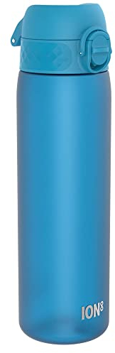 Ion8 Water Bottle, 500 ml/18 oz, Leak Proof, Easy to Open, Secure Lock, Dishwasher Safe, BPA Free, Hygienic Flip Cover, Carry Handle, Fits Cup Holders, Easy Clean, Carbon Neutral, Blue