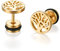 Cupimatch Damen Herren Ohrringe Edelstahl Holz Lebensbaum Creolen Ohrstecker Set für Frauen Männer,Gold
