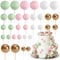 ASTARON 32 Pcs Ball Cake Topper Decorations Mini Balloons Cake Topper Sticks Foam Balls Cake Picks Cake Topper Balls Cake Decorations for Wedding Party Birthday Cake Decorating (Pink Green)