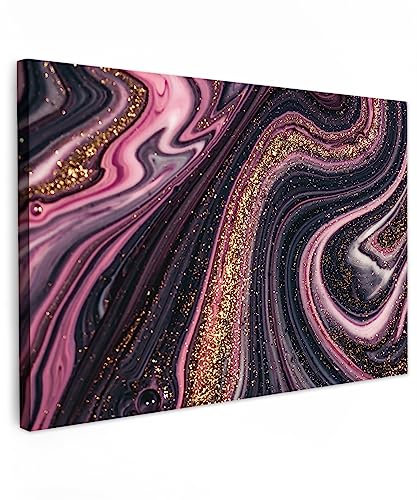 MuchoWow© Wandbilder 90x60 cm Schlafzimmer Home Goldene Deko Wohnung Bild Wohnzimmer Fotoleinwand Wand Bilder Leinwand Wall Decor Marmor-Look - Rosa - Lila - Gold - Luxe - Marmor