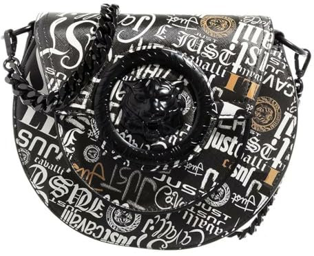 Just Cavalli Logoprint Lock, Umhängetasche, Schultertasche, Schwarz-Weiß