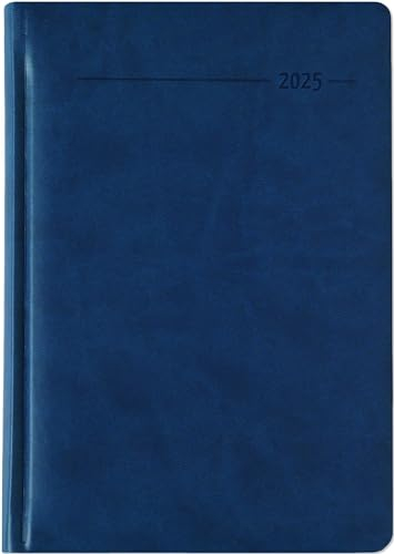 Zettler - Buchkalender Tucson 2025 blau, 15x21cm, Taschenkalender im Tucson Einband mit 416 Seiten, 1 Tag auf 1 Seite, Adressteil, Monatsübersicht, Mondphasen und internationales Kalendarium